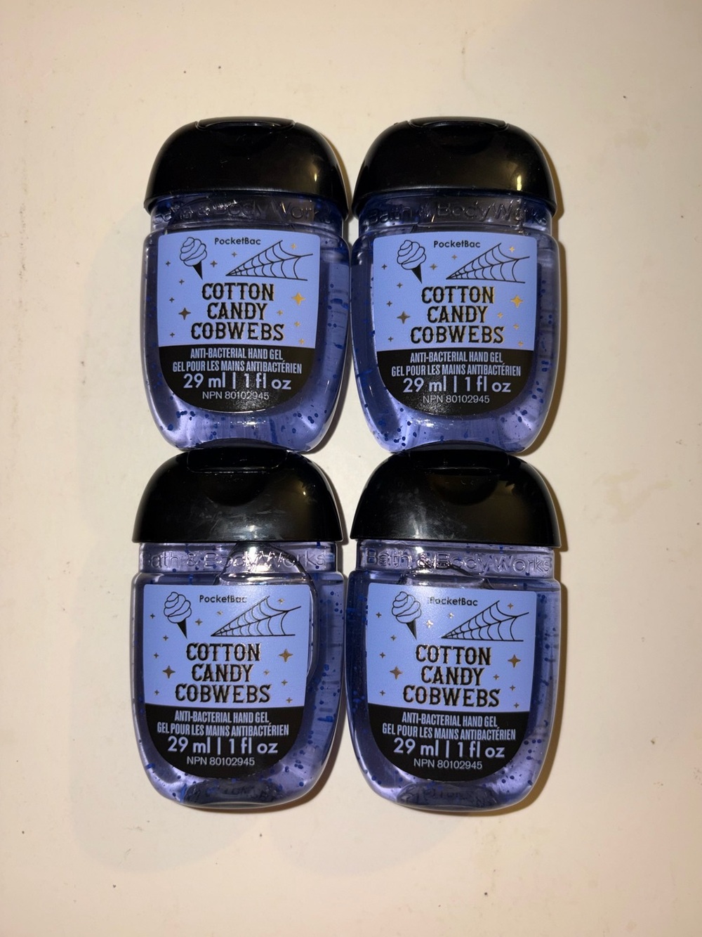 Bath & Body Works 4x Cotton Candy Cobwebs Hand Sanitizer Gel Pocketbac Halloween